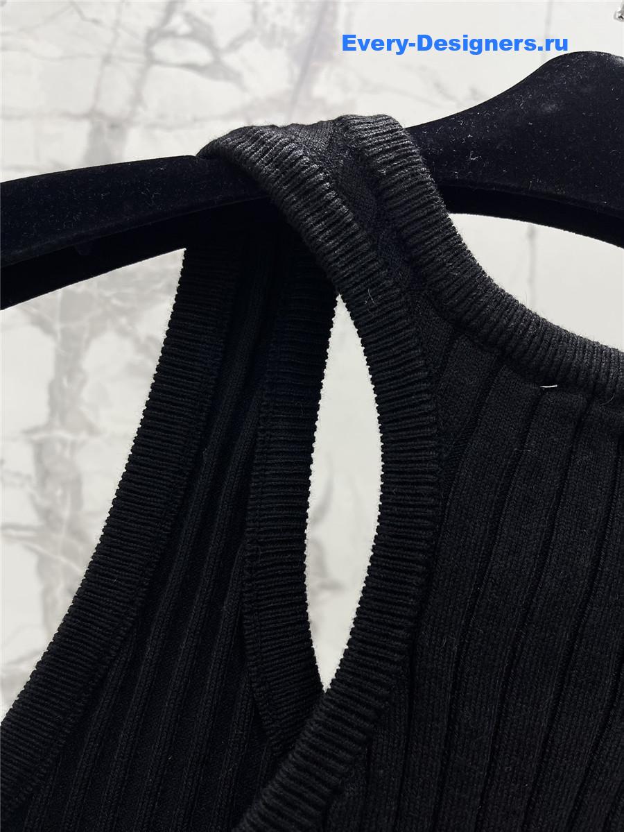 Ch**el black white striped knitted vest