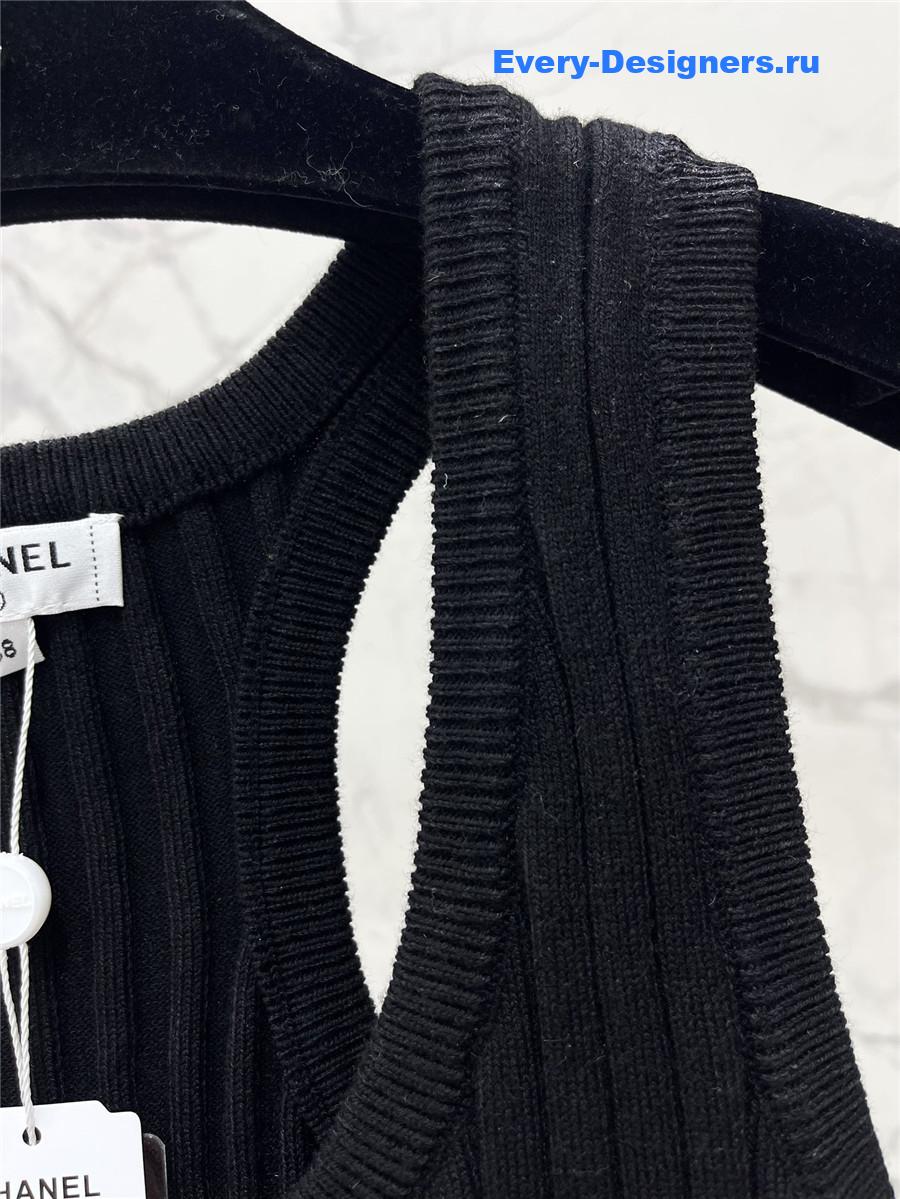 Ch**el black white striped knitted vest