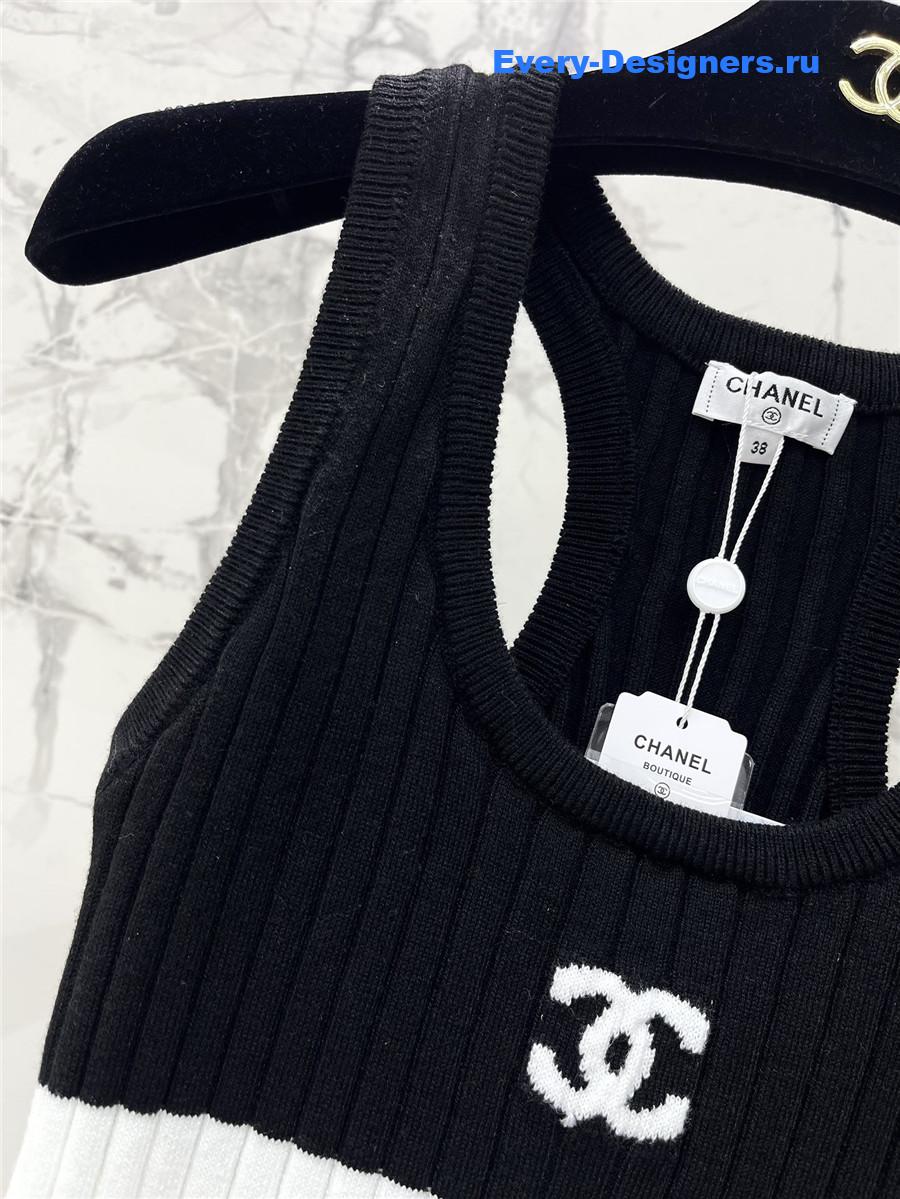 Ch**el black white striped knitted vest