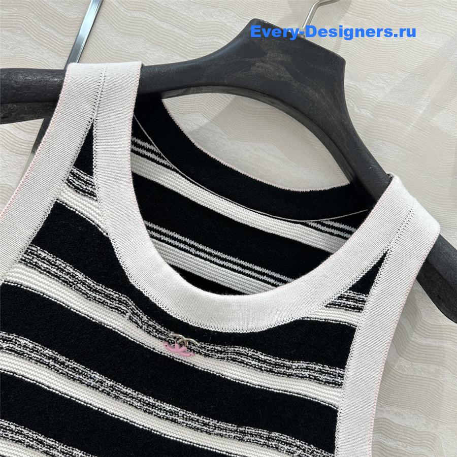 Ch**el white black striped knitted vest