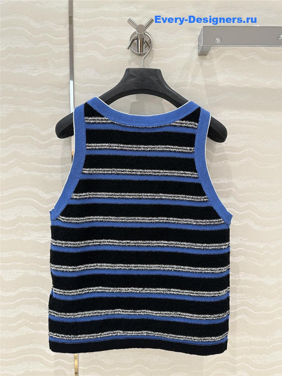 Ch**el blue black striped knitted vest