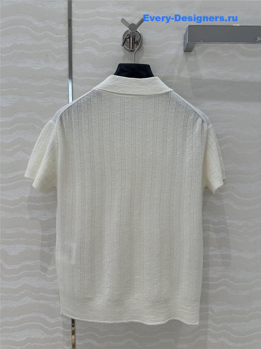 Miu Miu Polo Neck Knit Short Sleeve Sweater