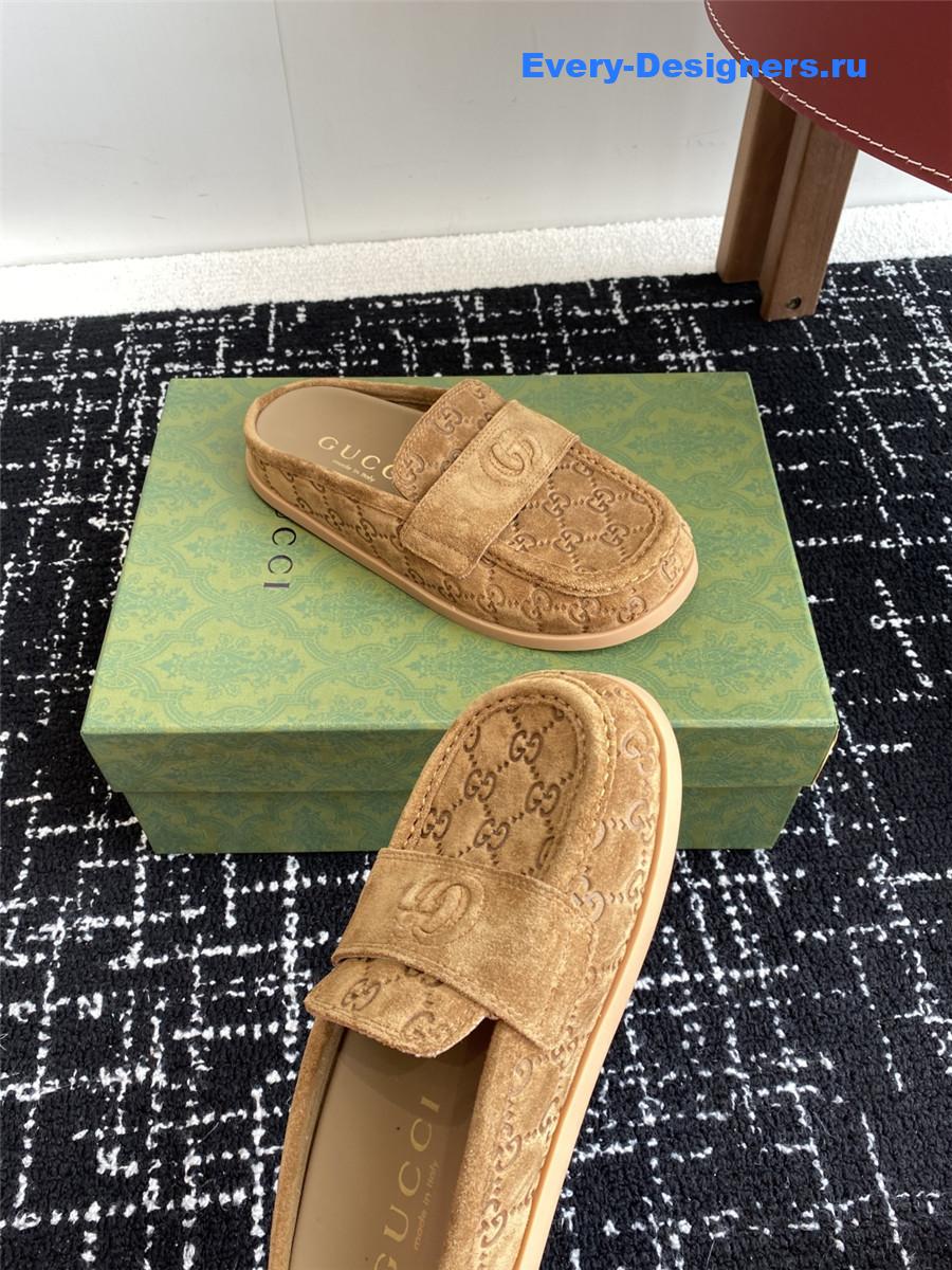 Gvc*1 celia gg suede mules brown