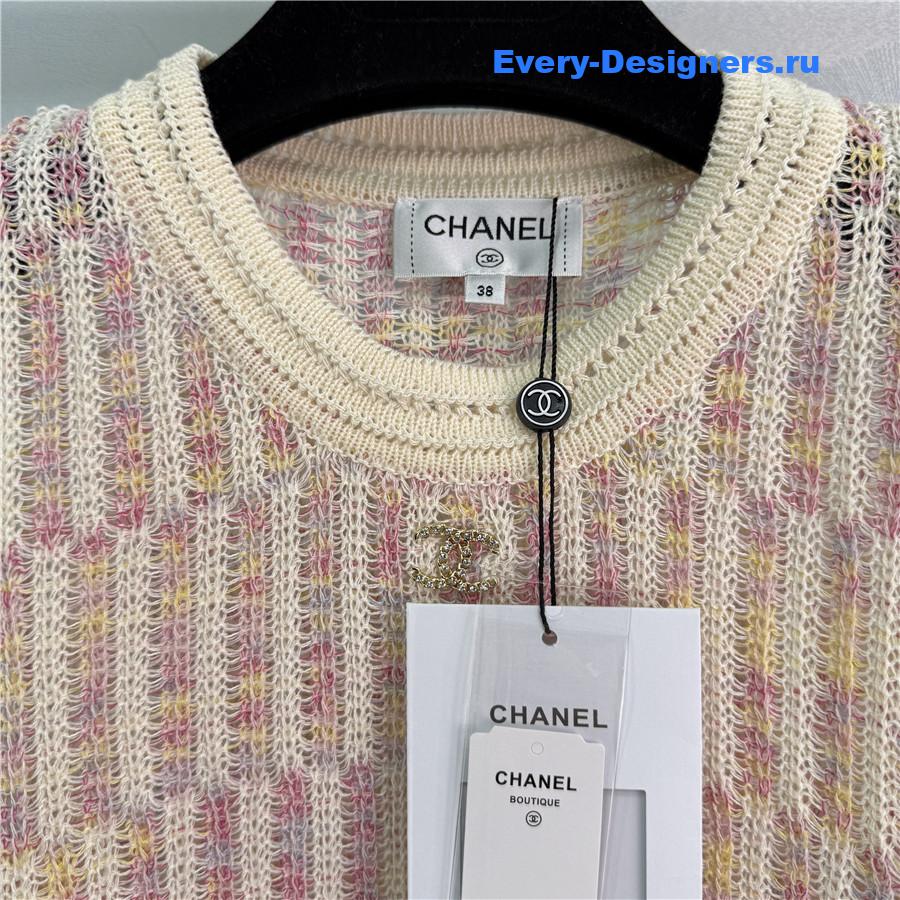 Ch**el knitted crew neck short sleeve top