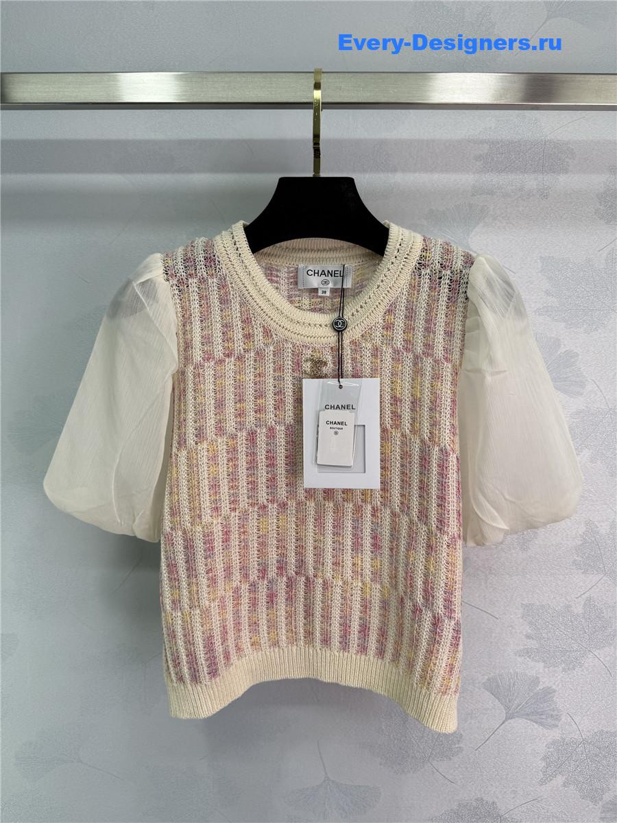 Ch**el knitted crew neck short sleeve top