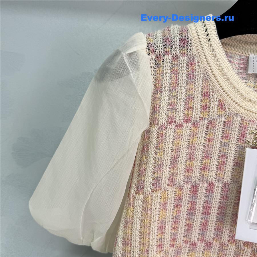 Ch**el knitted crew neck short sleeve top