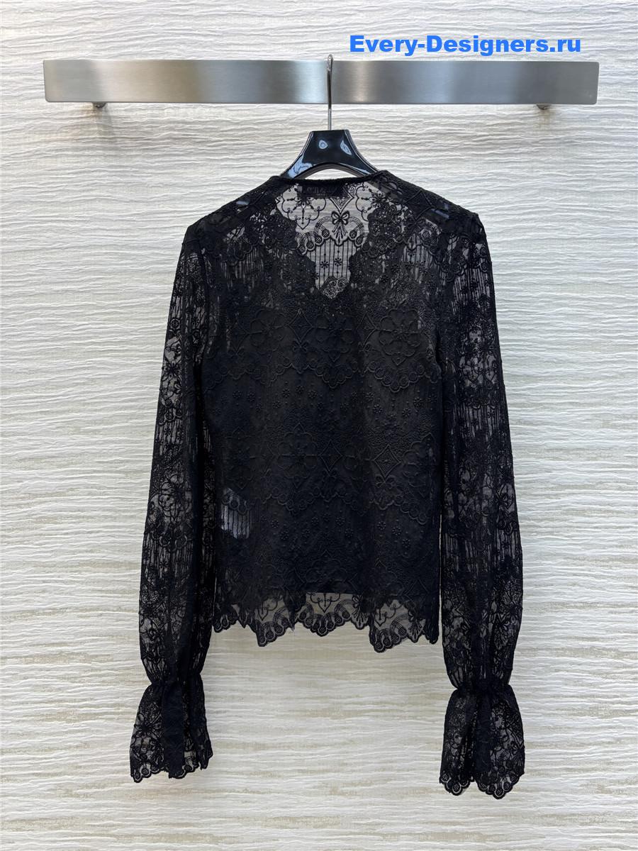 Va1e*ntin0 black v-neck lace shirt