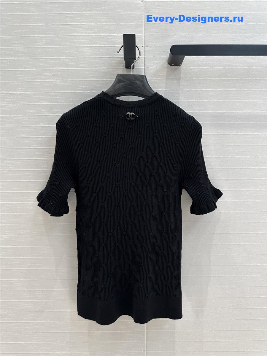 Ch**el black hollow knit top