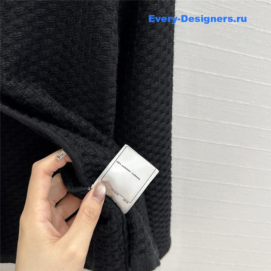 Ch**el black embossed knit hook cardigan