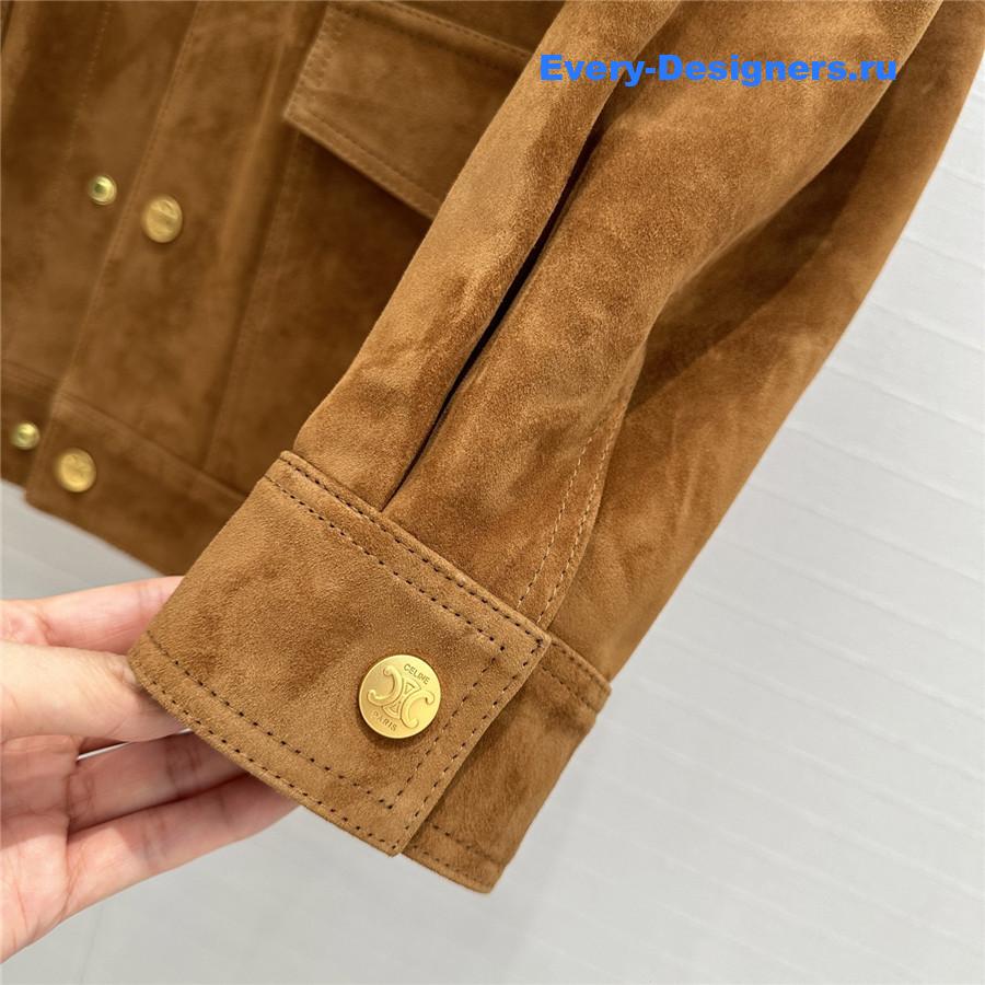 Ce1i*e western suede long jacket brown