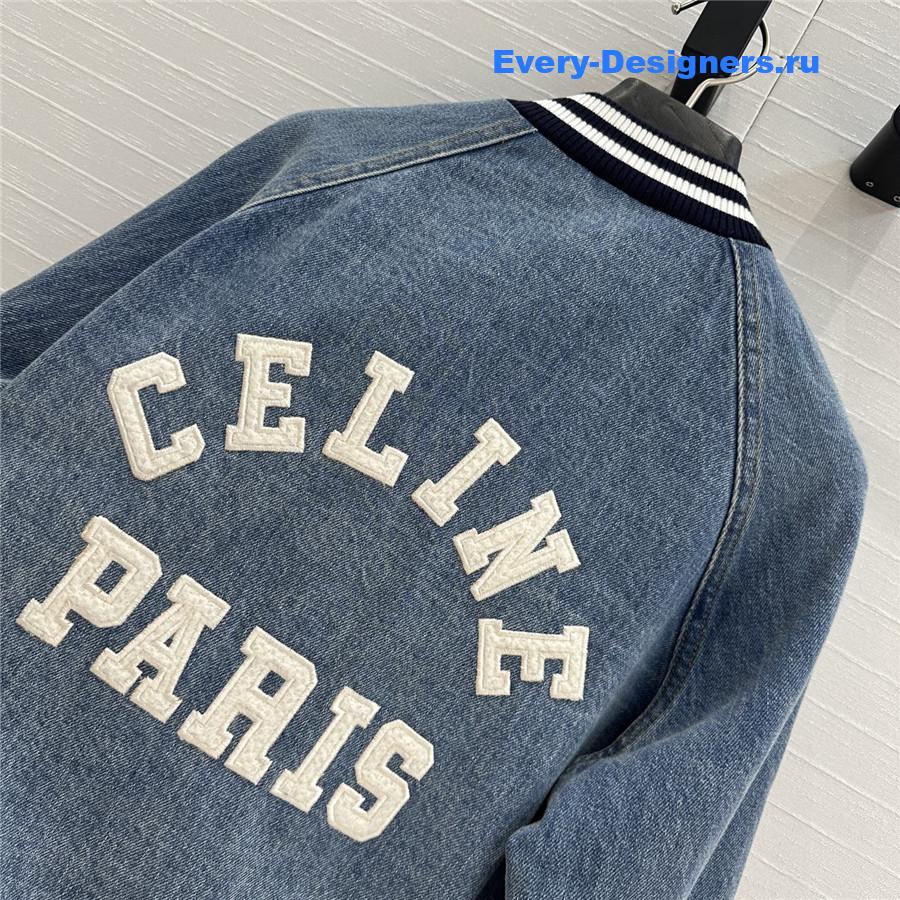 Ce1i*e washed blue denim baseball jacket