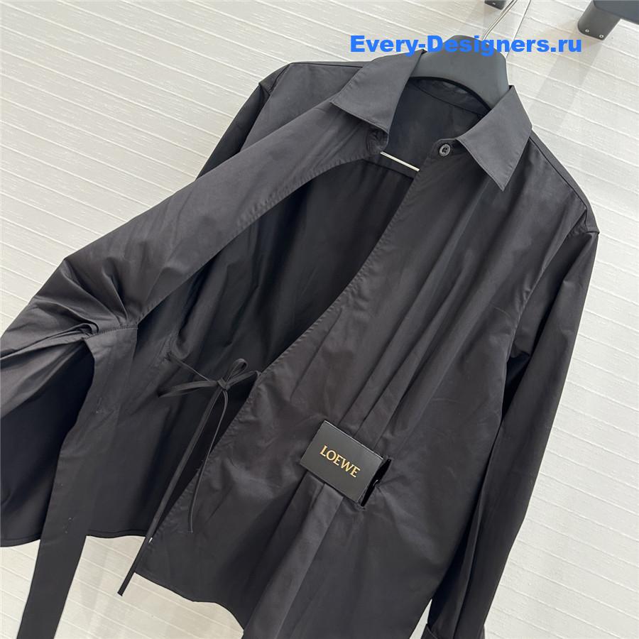 L0ew* black draped cotton shirt
