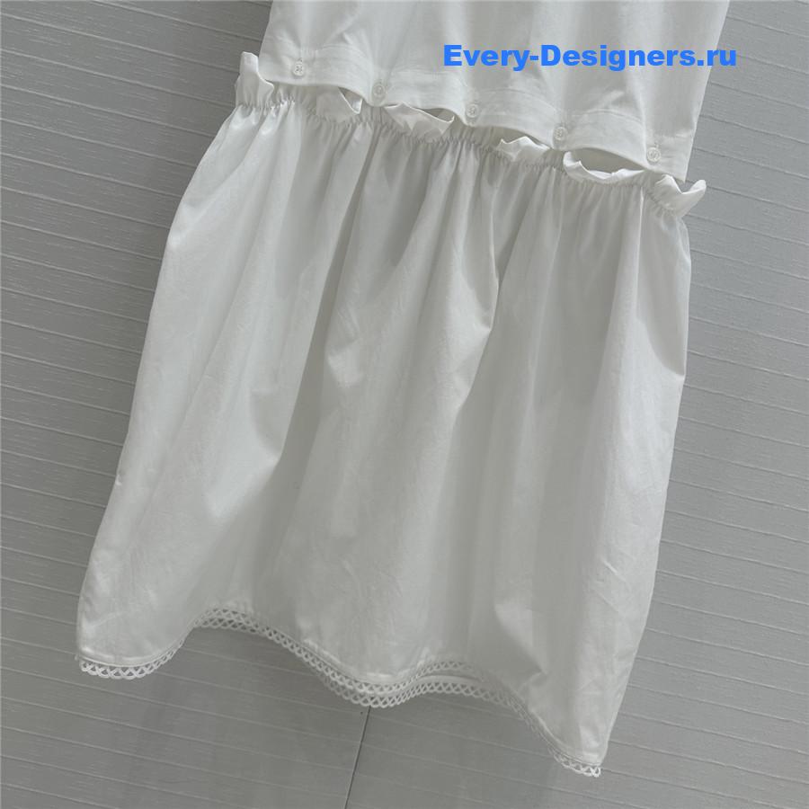 Miu Miu Logo-Patch White Dress