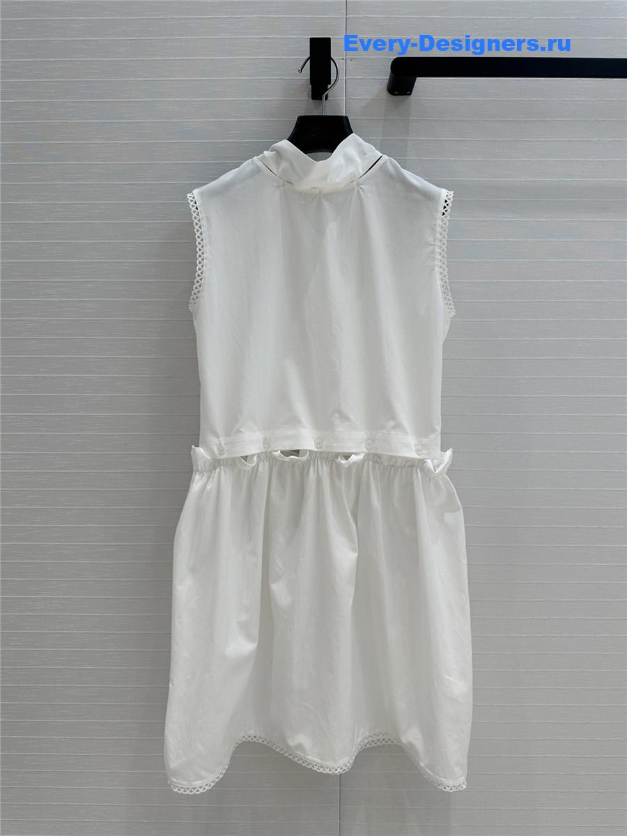 Miu Miu Logo-Patch White Dress