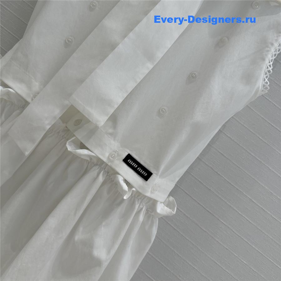 Miu Miu Logo-Patch White Dress