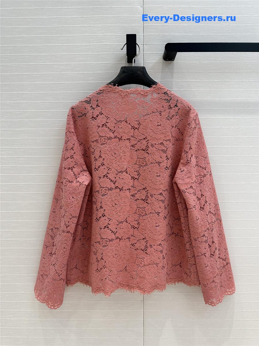 Dolce & Gabbana Pink Lace Cardigan