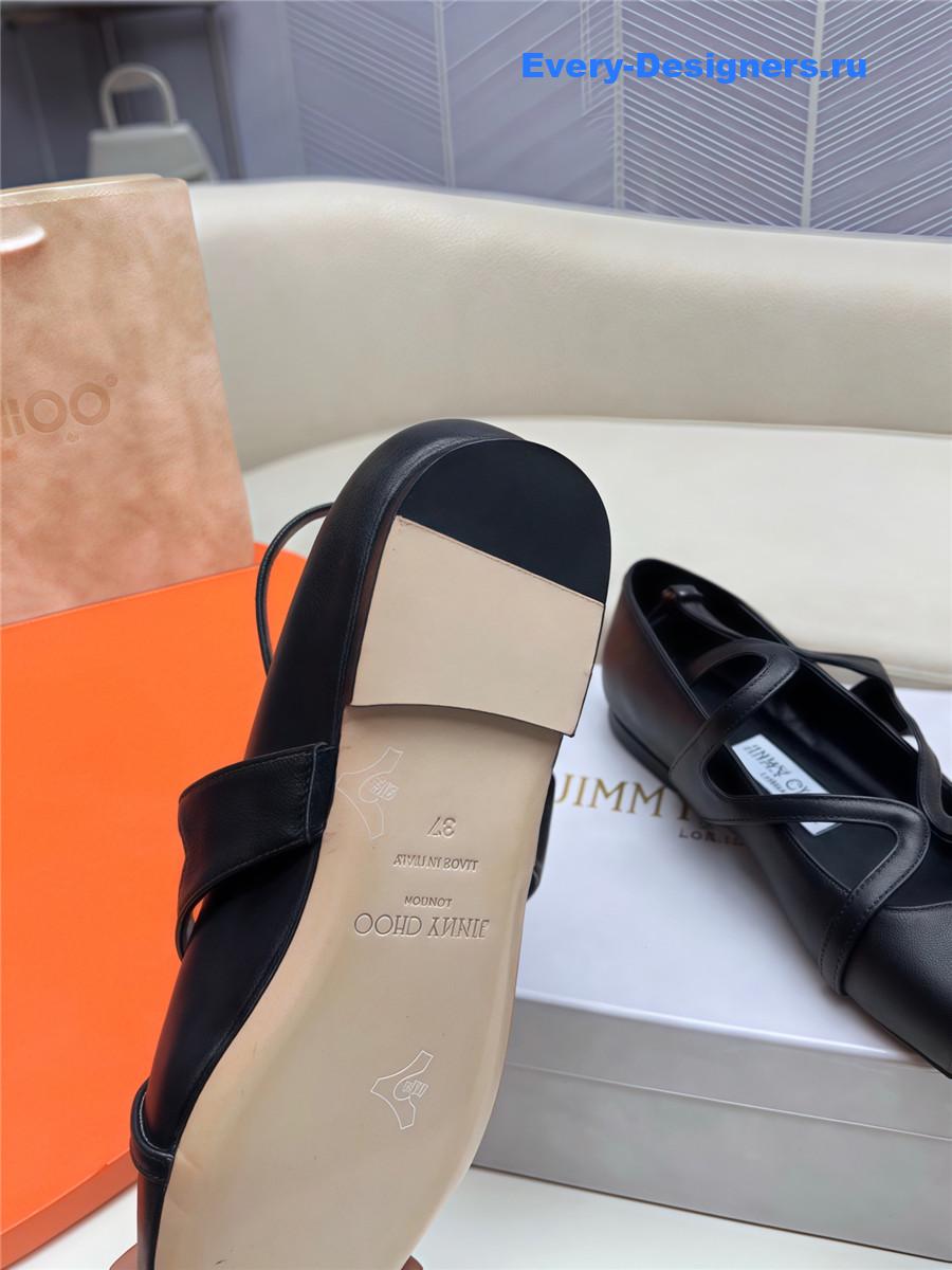 J1m*y Ch00 black sheepskin astoria ballet flats
