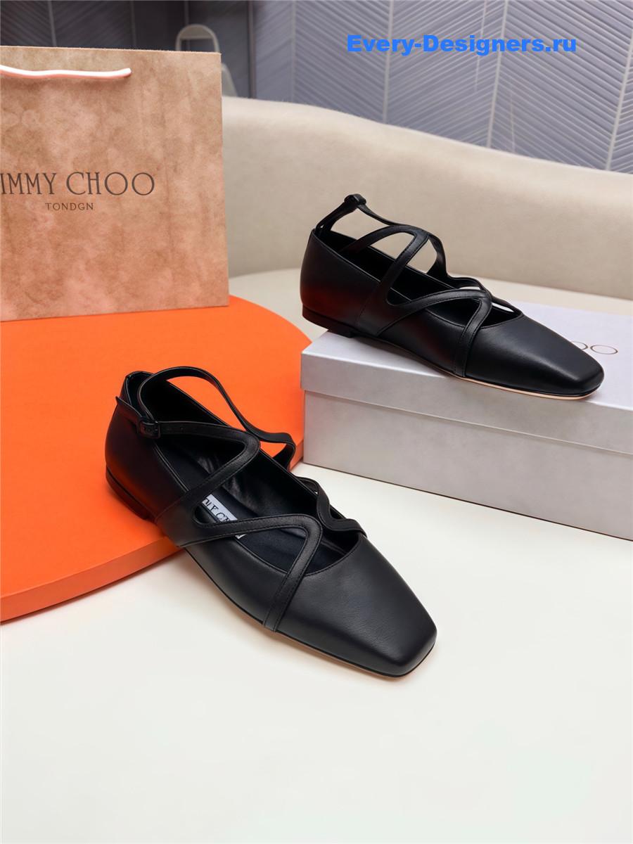 J1m*y Ch00 black sheepskin astoria ballet flats