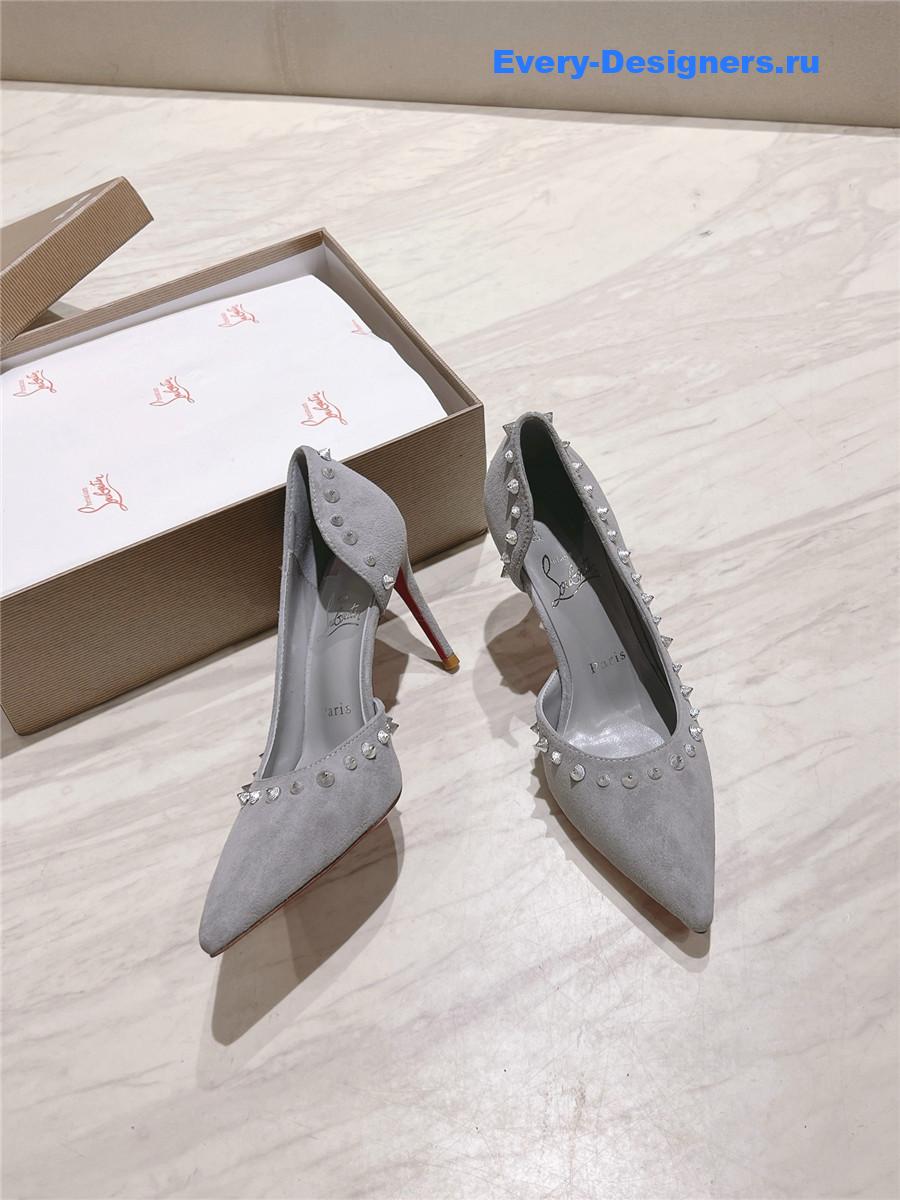 Chr1st1an louboutin anjalina studded heels gray