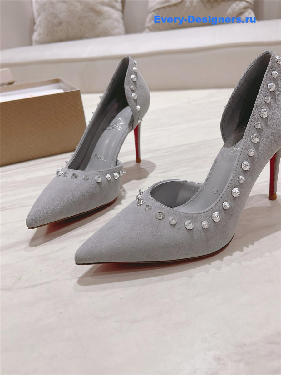 Chr1st1an louboutin anjalina studded heels gray