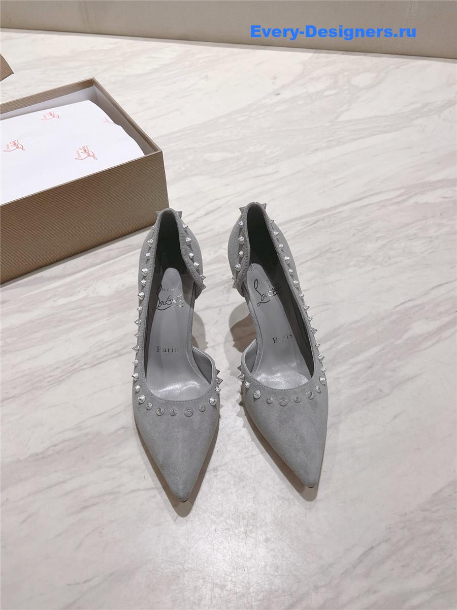 Chr1st1an louboutin anjalina studded heels gray