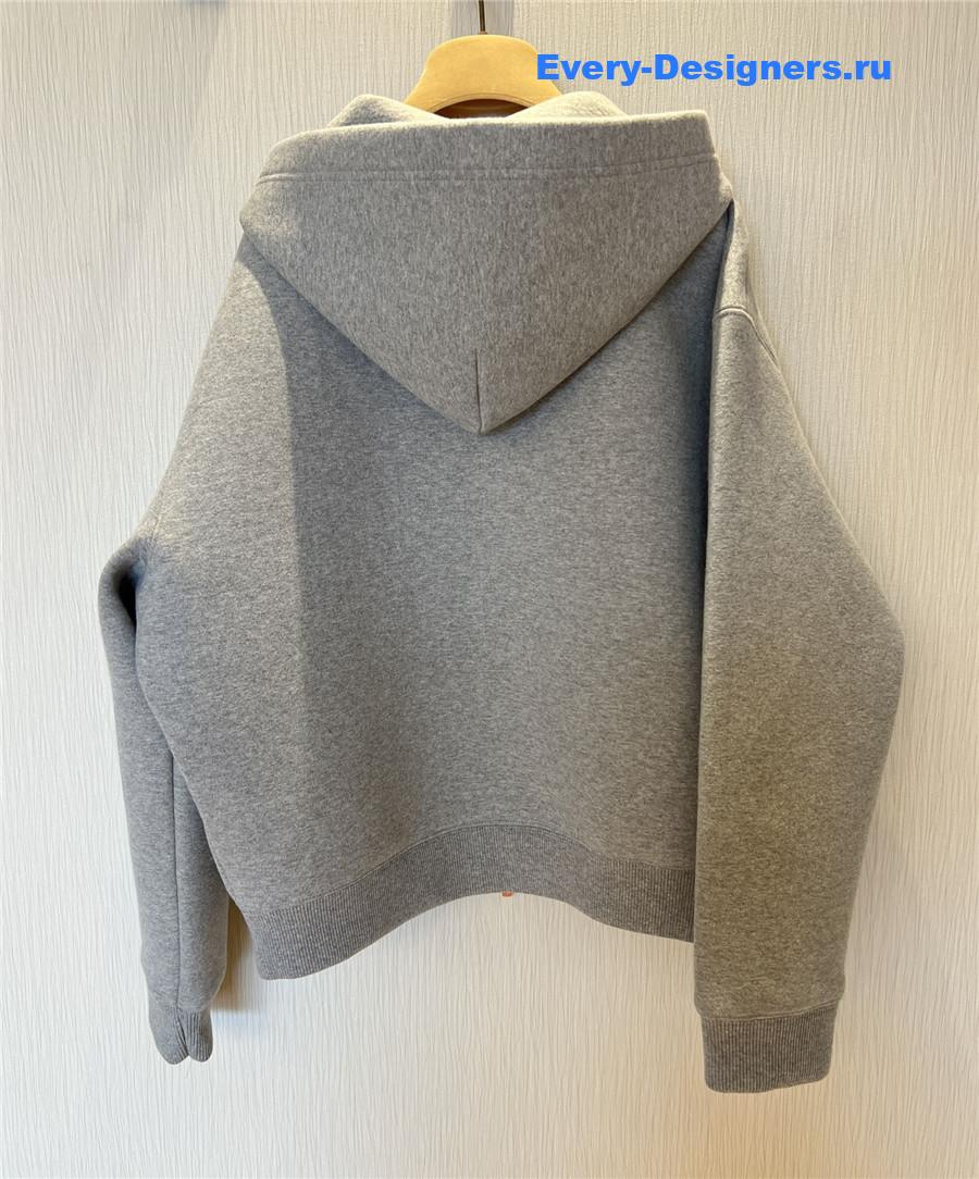 Miu Miu Grey Logo Cotton Hoodie