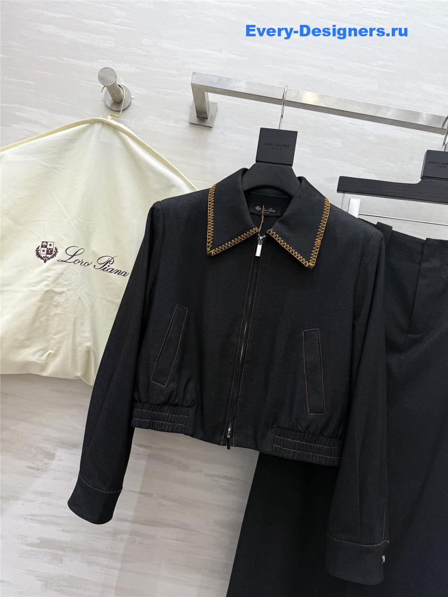 L0r0 P1ana black tencel denim suit