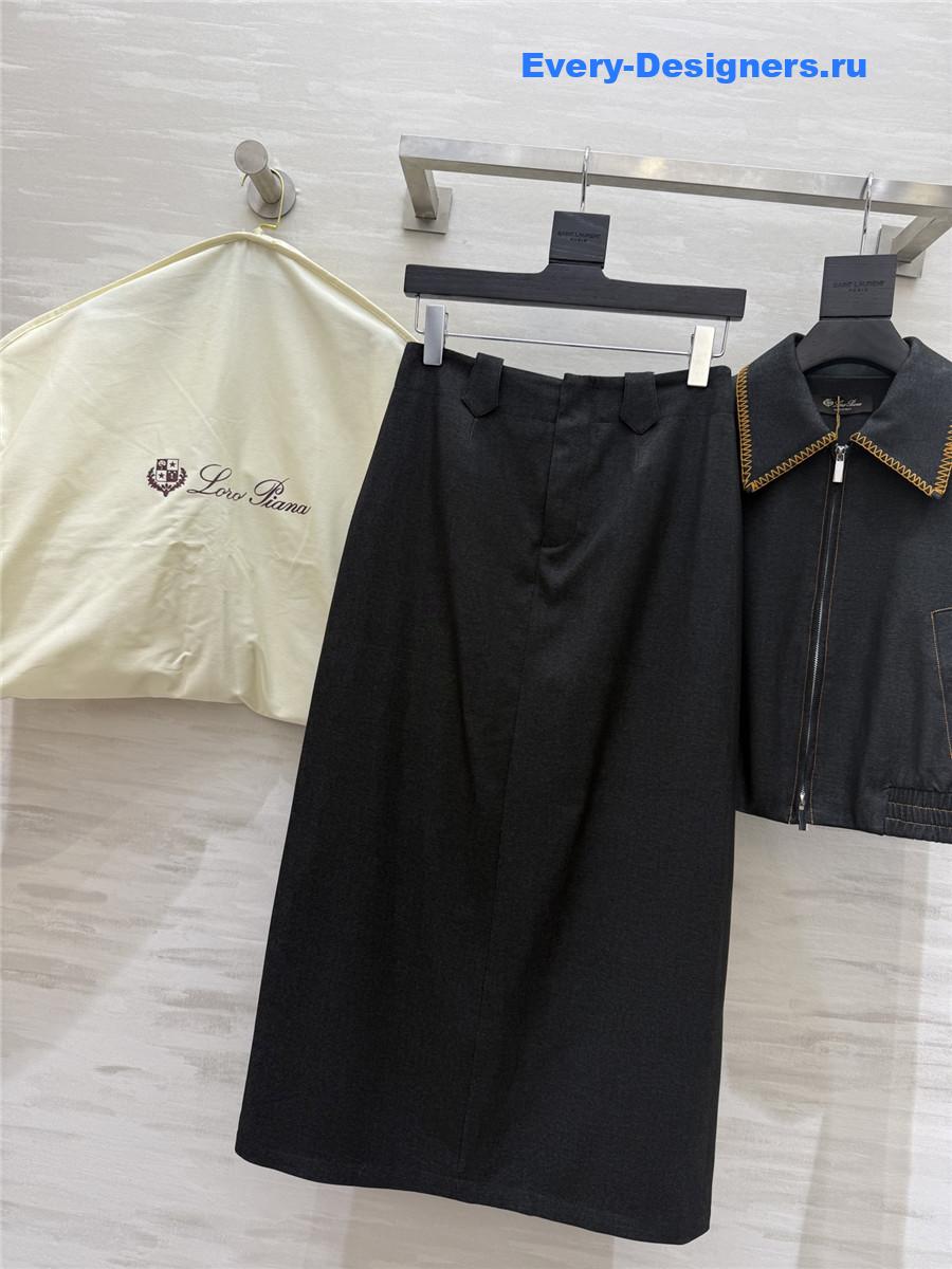 L0r0 P1ana black tencel denim suit