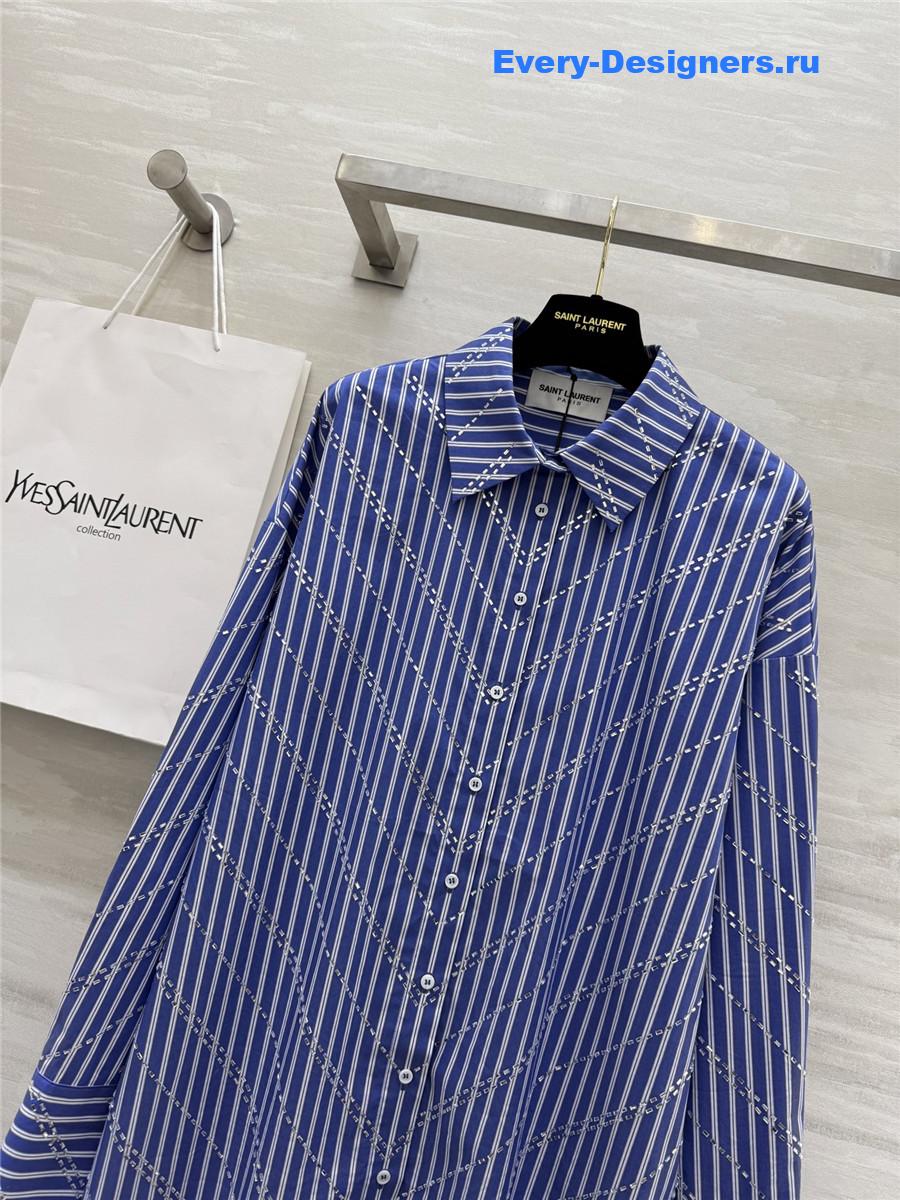 Sa1nt Lau*nt blue rhinestone shirt