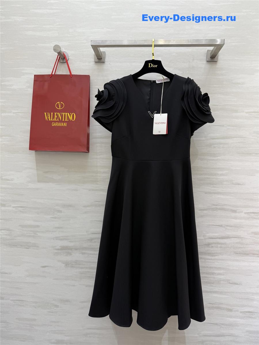 Va1e*ntin0 black floral sleeve dress