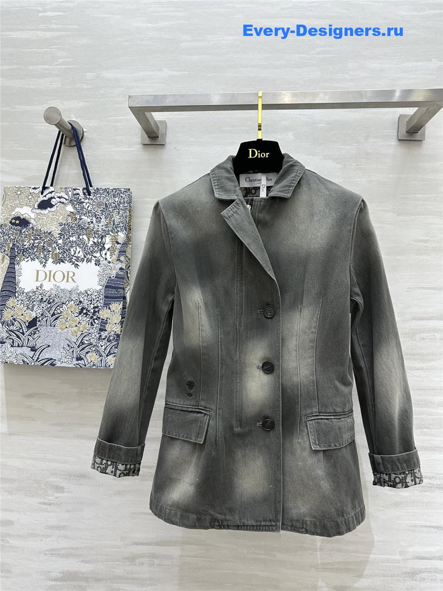 D10r gradient distressed washed denim blazer
