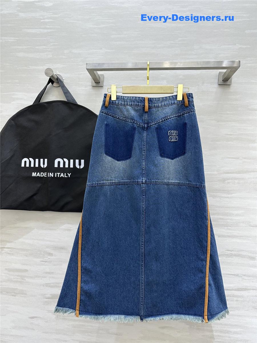 Miu Miu Blue Denim Long Skirt