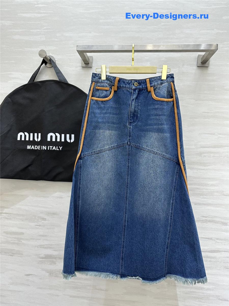 Miu Miu Blue Denim Long Skirt