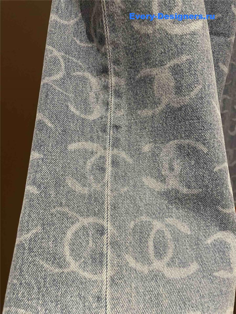 Ch**el blue sequin wide-leg jeans
