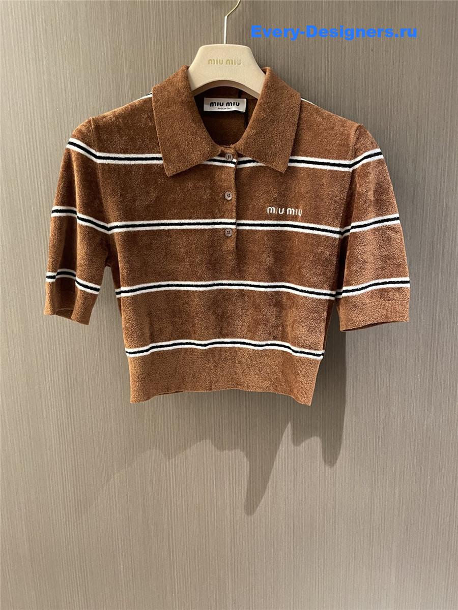 Miu Miu Striped Viscose Polo