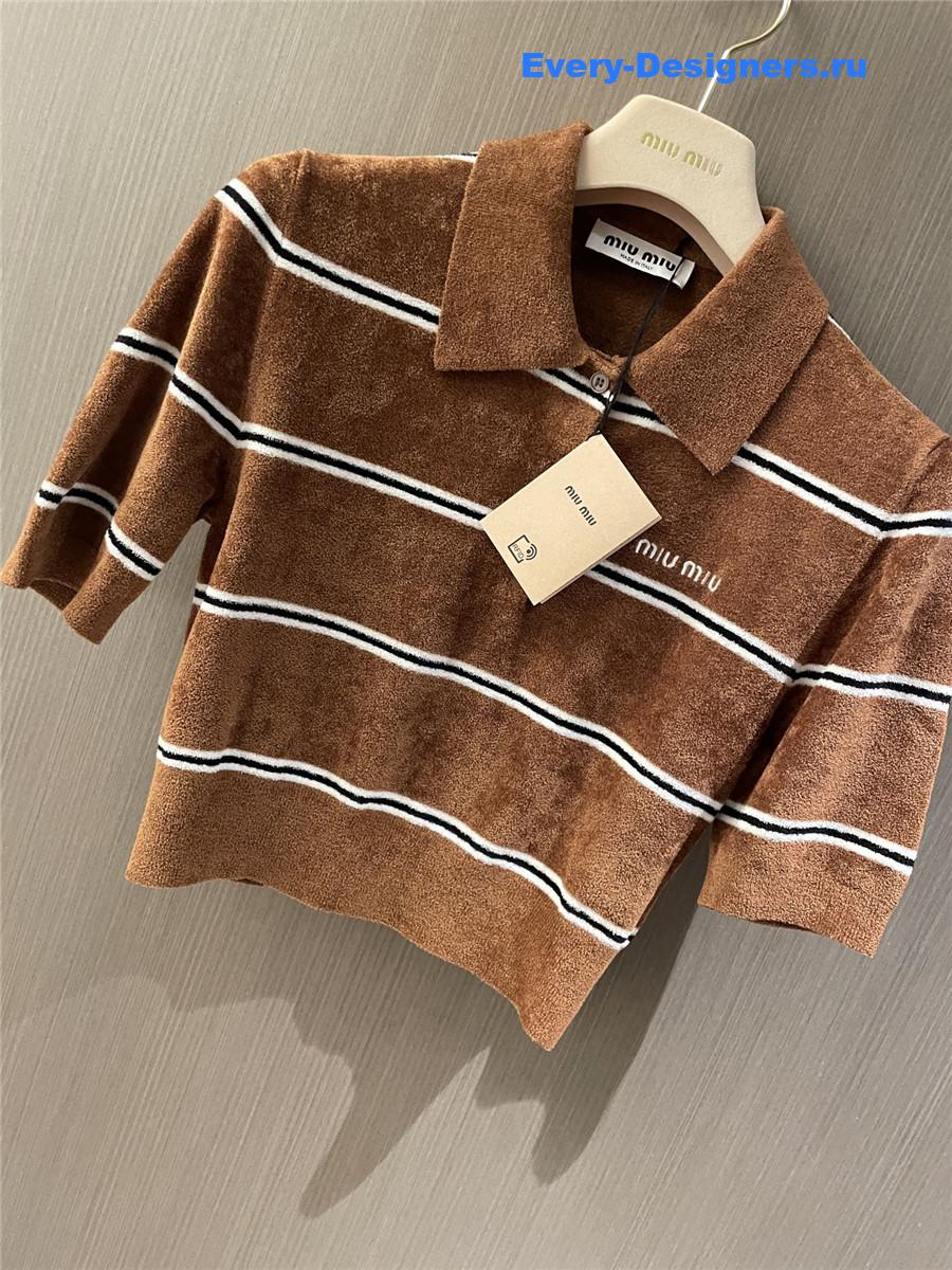 Miu Miu Striped Viscose Polo