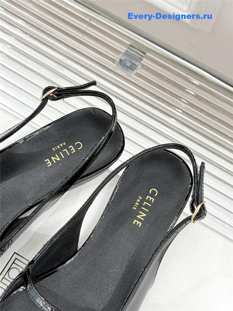 Ce1i*e black flat pointed toe slingback sandals