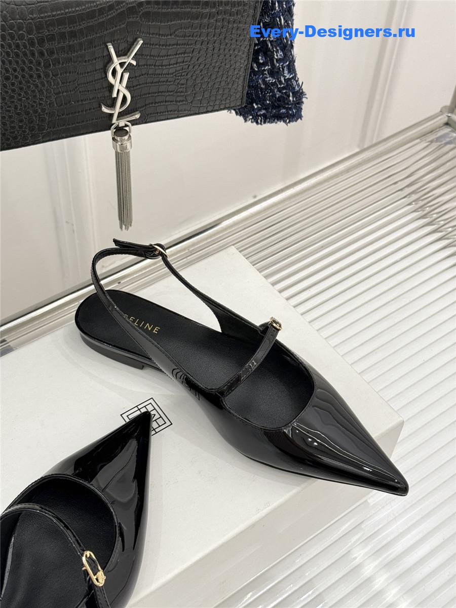 Ce1i*e black flat pointed toe slingback sandals