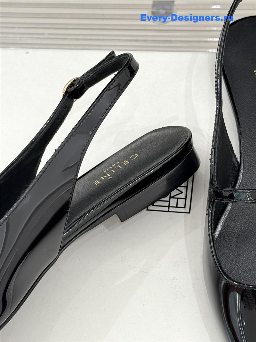 Ce1i*e black flat pointed toe slingback sandals