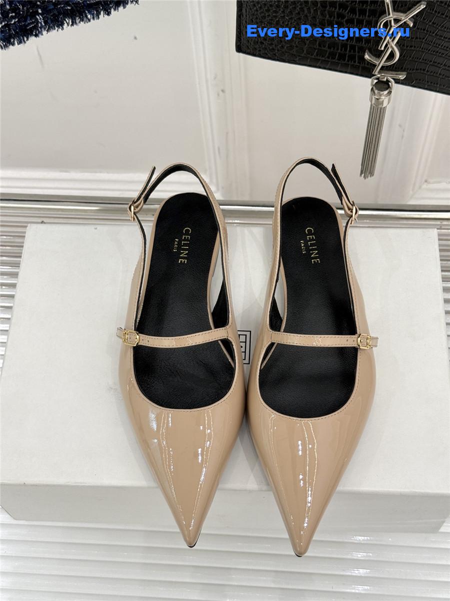 Ce1i*e beige flat pointed toe slingback sandals