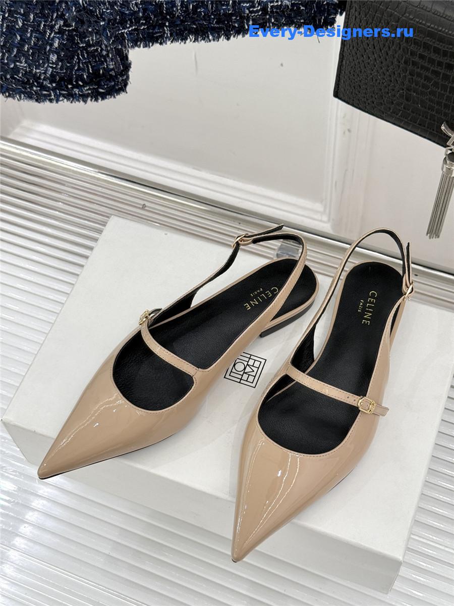 Ce1i*e beige flat pointed toe slingback sandals