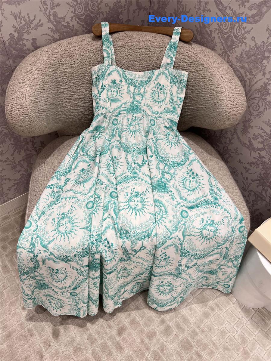 D10r green sun print slip dress