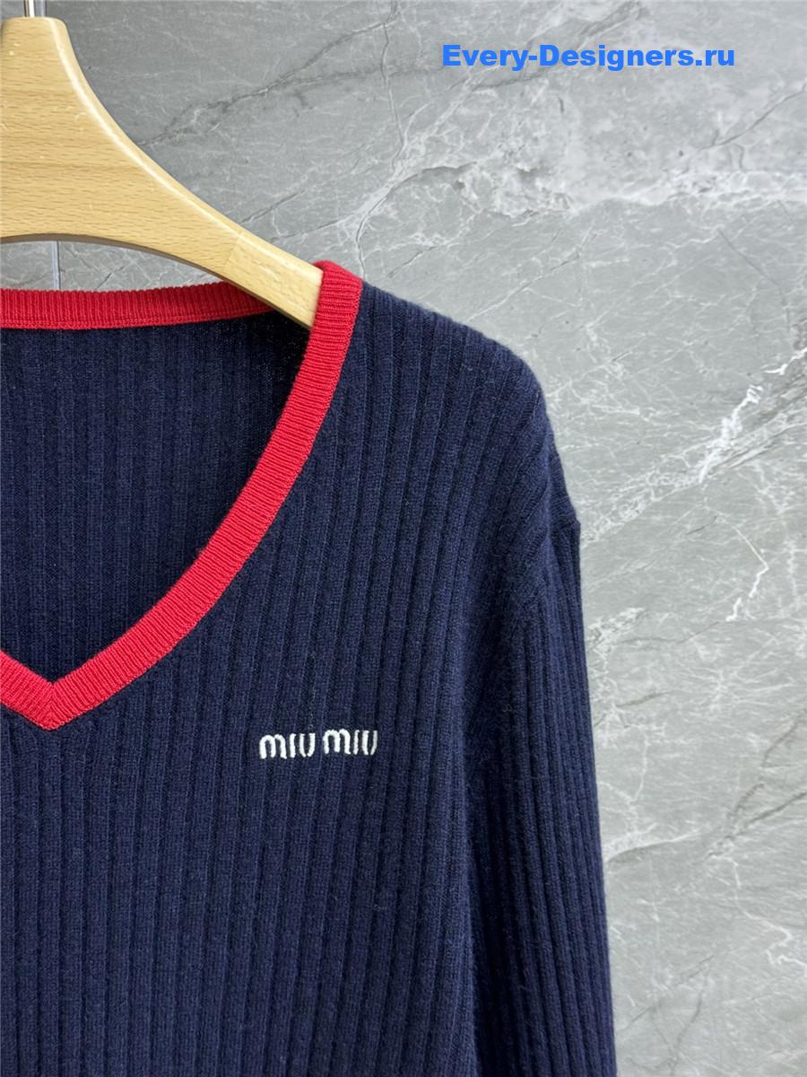 Miu Miu Ribbed-Knit Cashmere Sweater