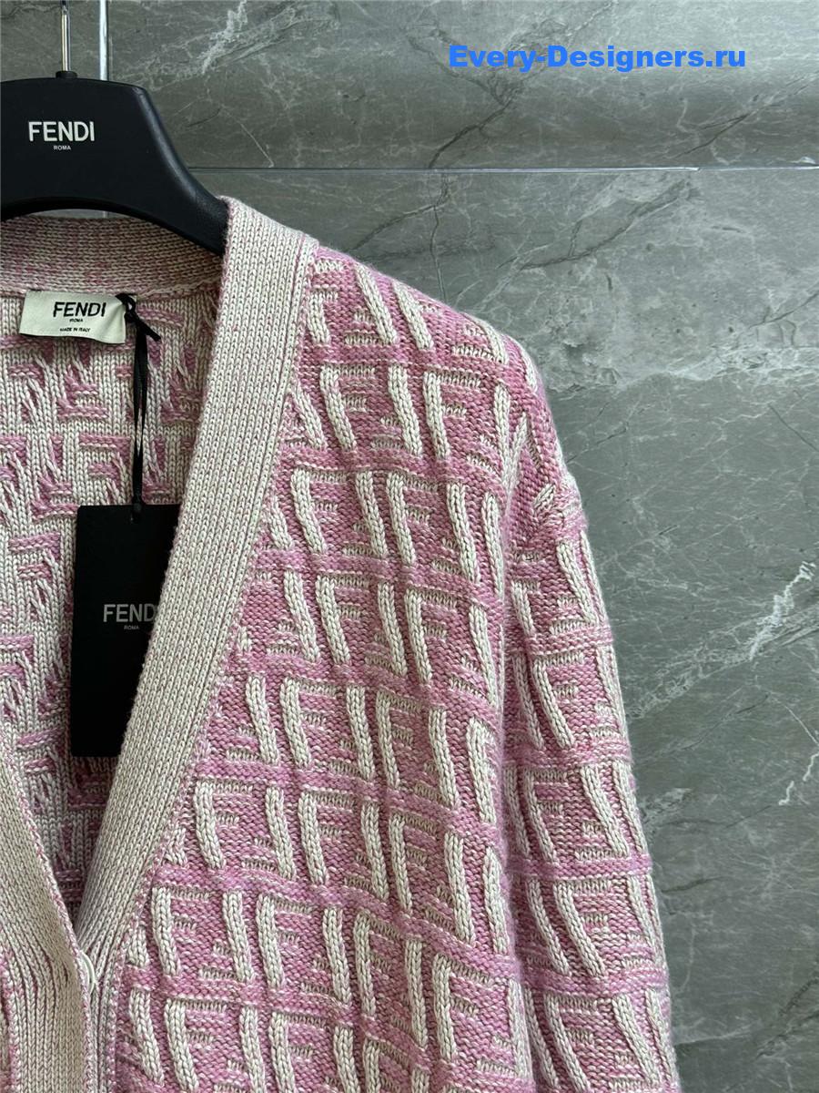 F**di v-neck ff wool cardigan pink