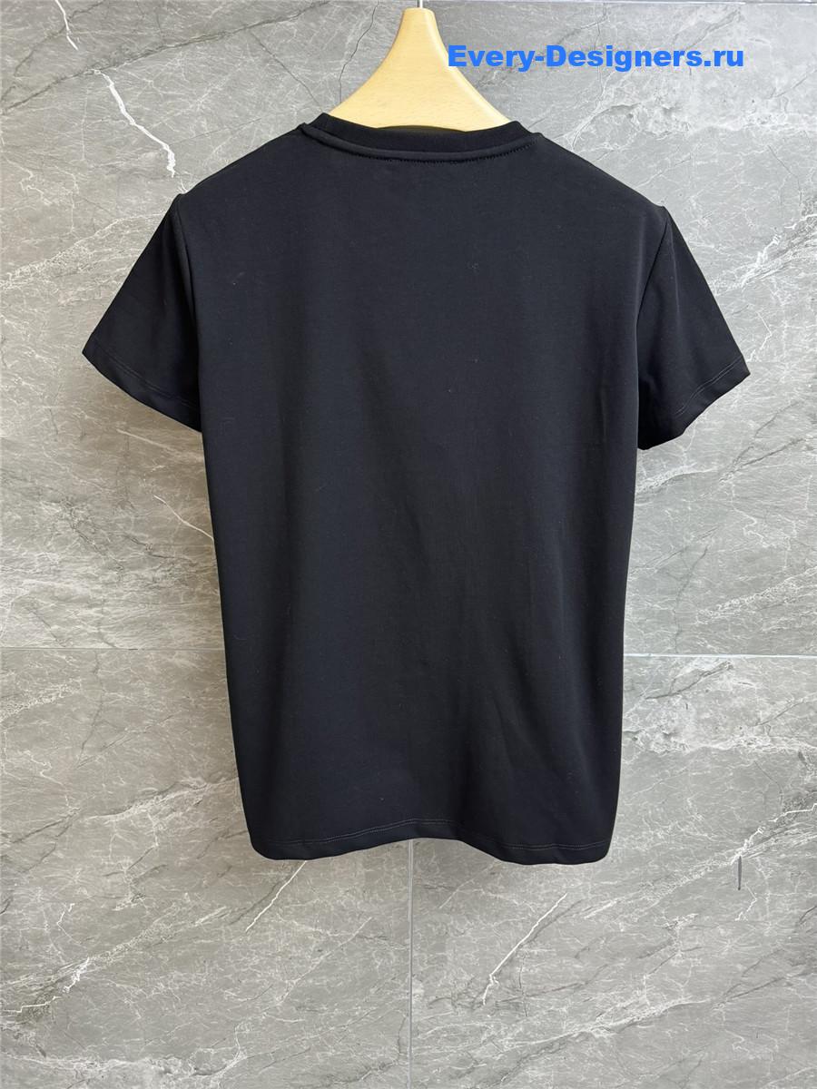 Miu Miu Beaded Embroidered T-Shirt Black