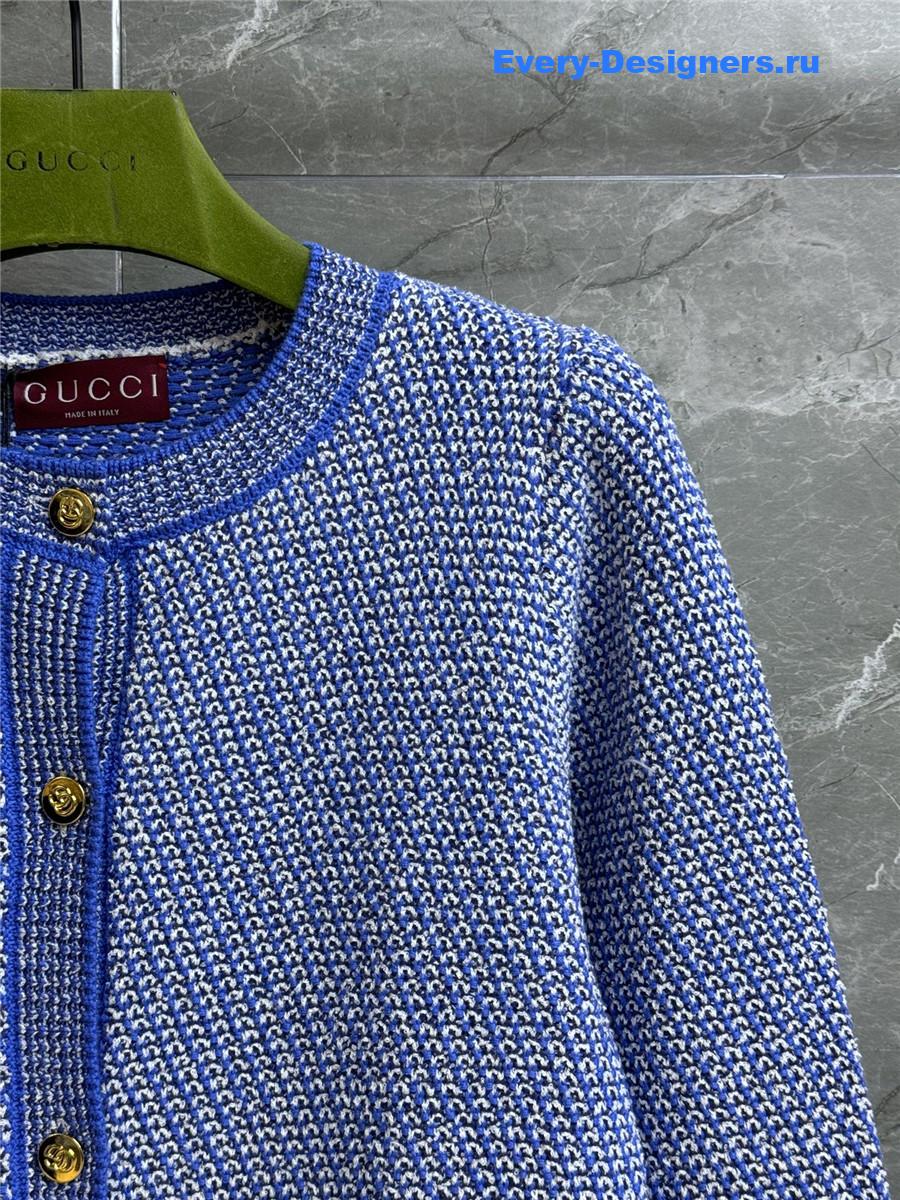 Gvc*1 double g cotton-blend cardigan in blue
