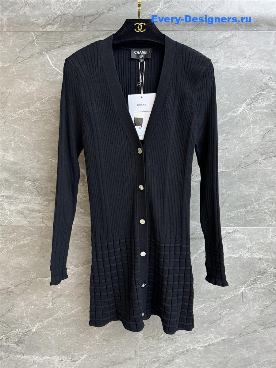 Ch**el v-neck black knitted dress