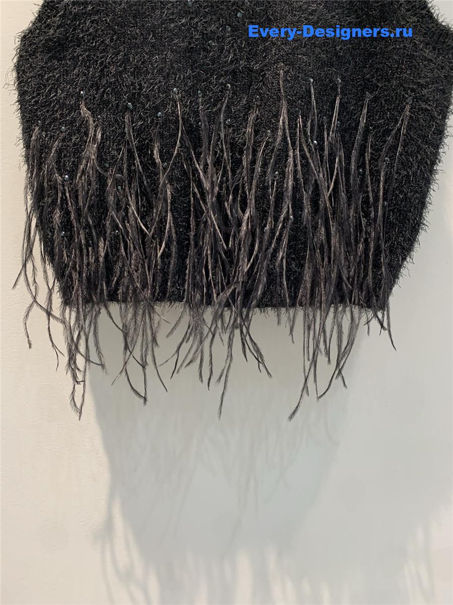 Ch**el black feather cashmere vest