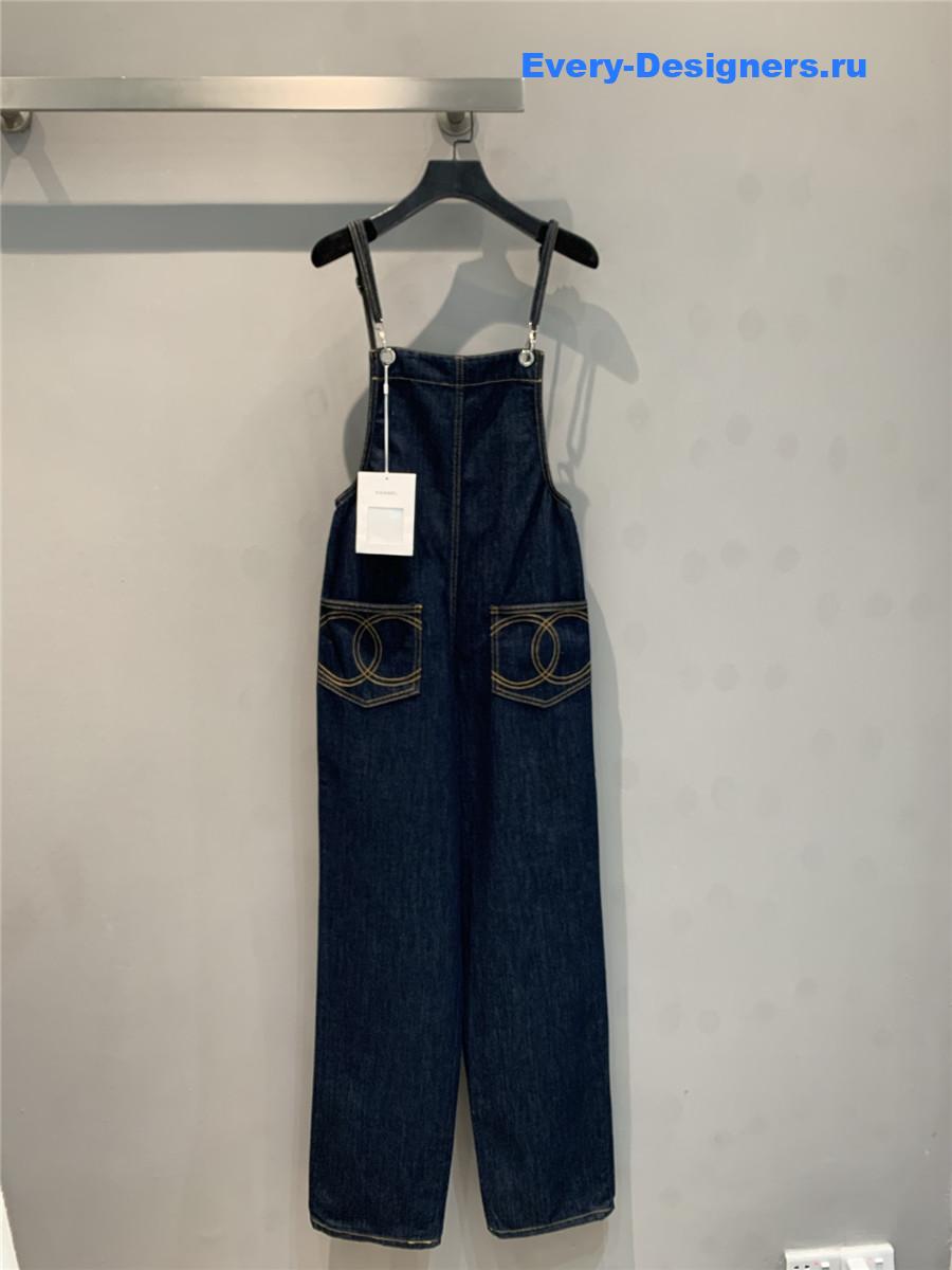 Ch**el dark blue cruise denim jumpsuit