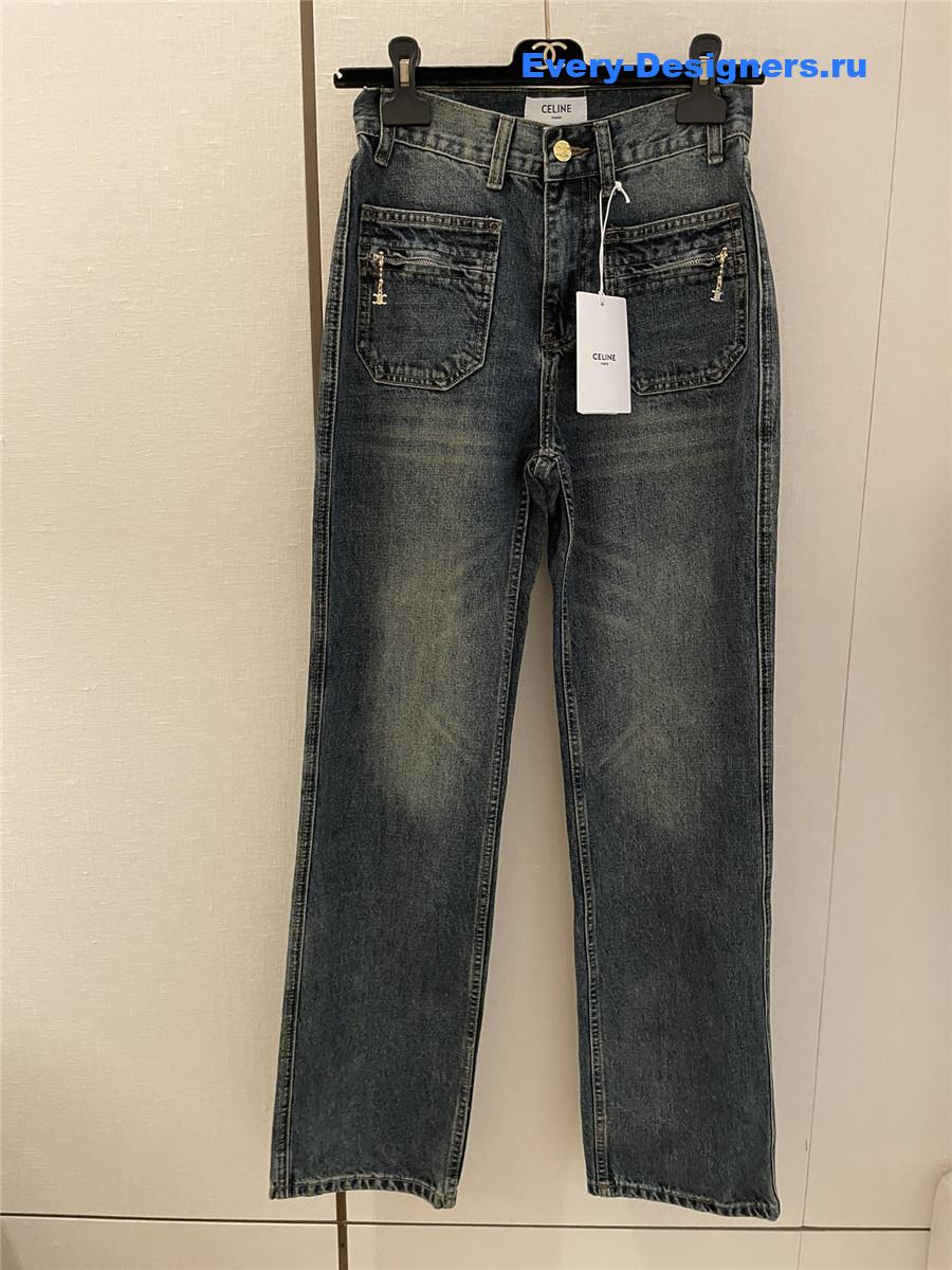 Ce1i*e double pocket logo jeans